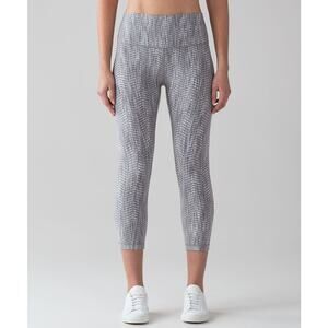 Lululemon Wunder Under Crop Hi-Rise 21" Arrow Jacquard Battleship Silver Spoon
